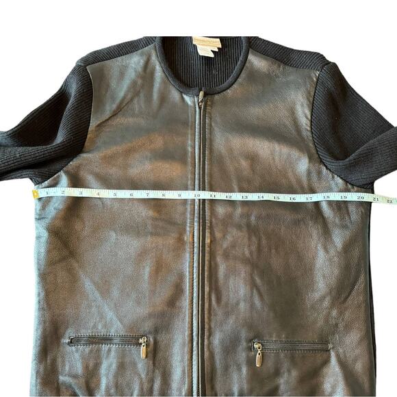 Coldwater Creek Leather and Merino‎ Wool Zip Front Jacket Black Medium - Picture 6 of 8